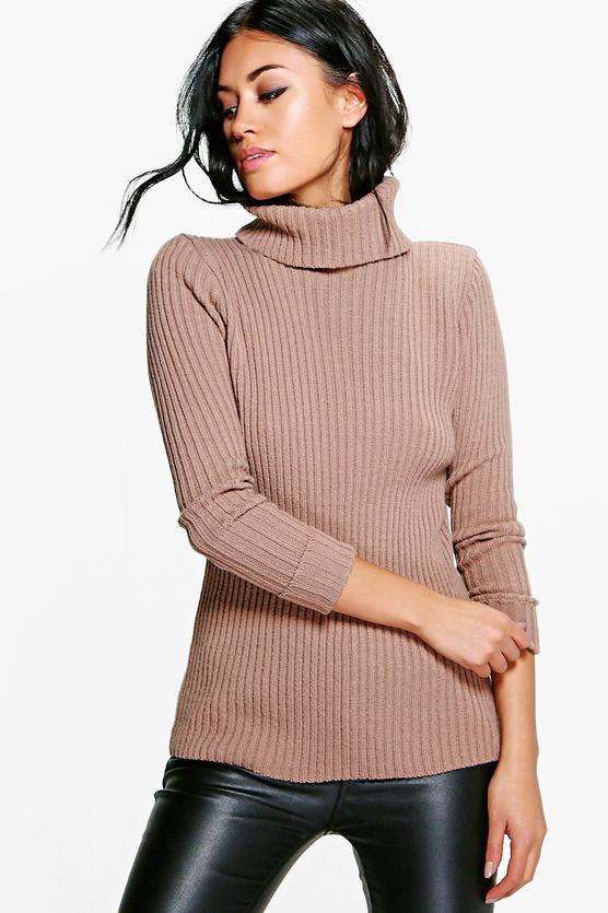 Faith Turn Up Cuff Rib Knit Jumper